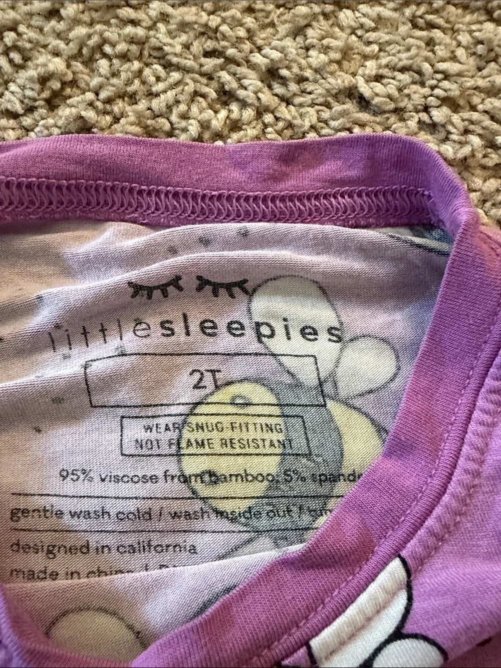 Little Sleepies Purple Bee Print Pajama Set